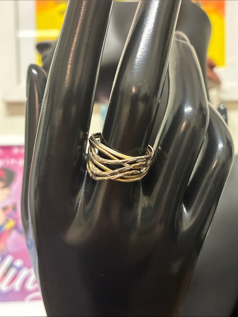 Vintage 80s/90s Interwoven Two-Tone Gold & Silver Band Puzzle Ring
